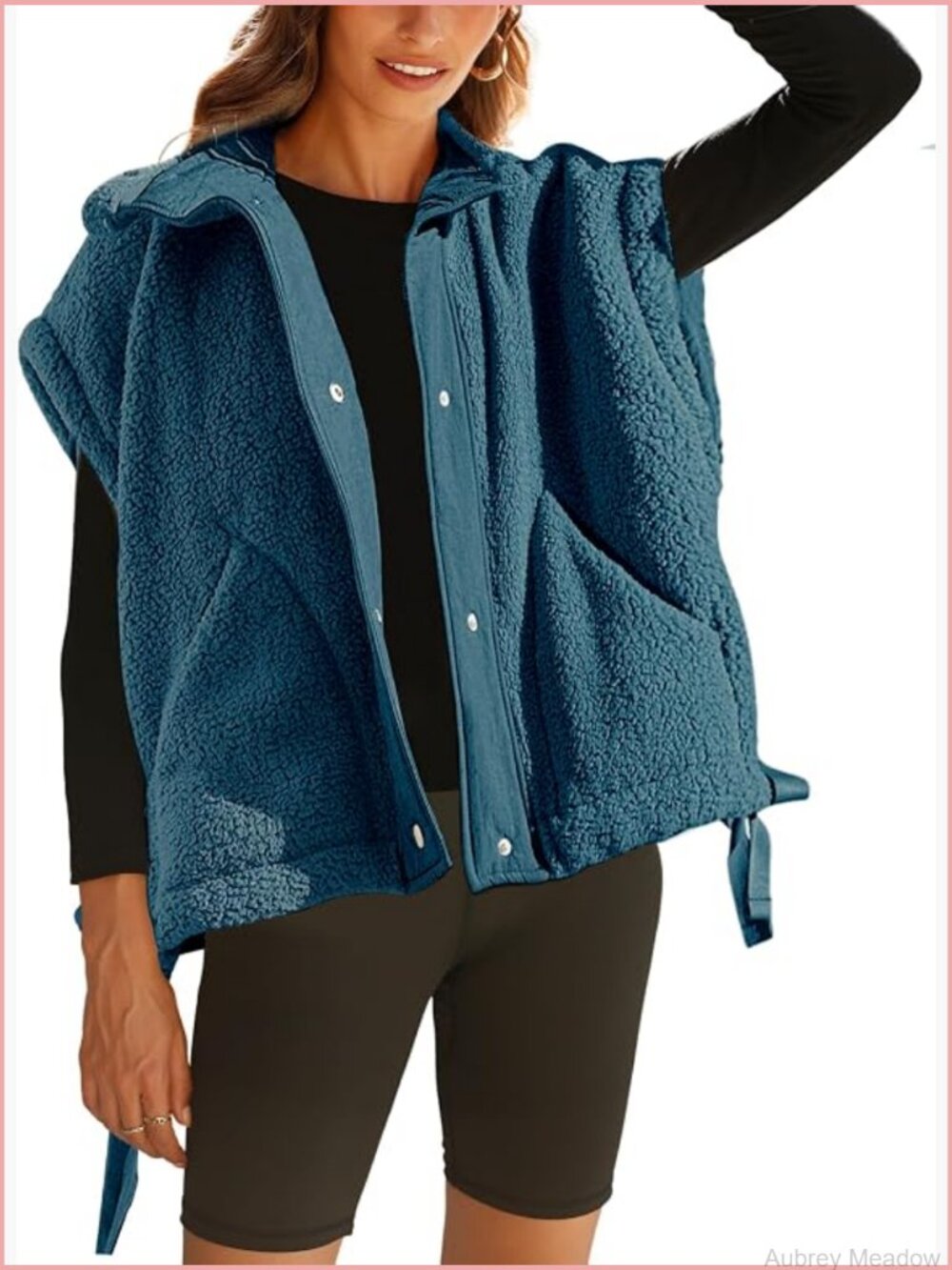 Women's Oversized Fleece Vest Sleeveless Sherpa Jacket Button Down with Pockets - Picture 1 of 7